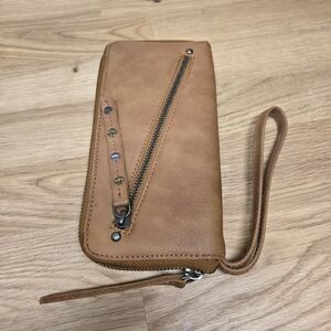 Free People Vegan Distressed Leather Wristlet Wallet